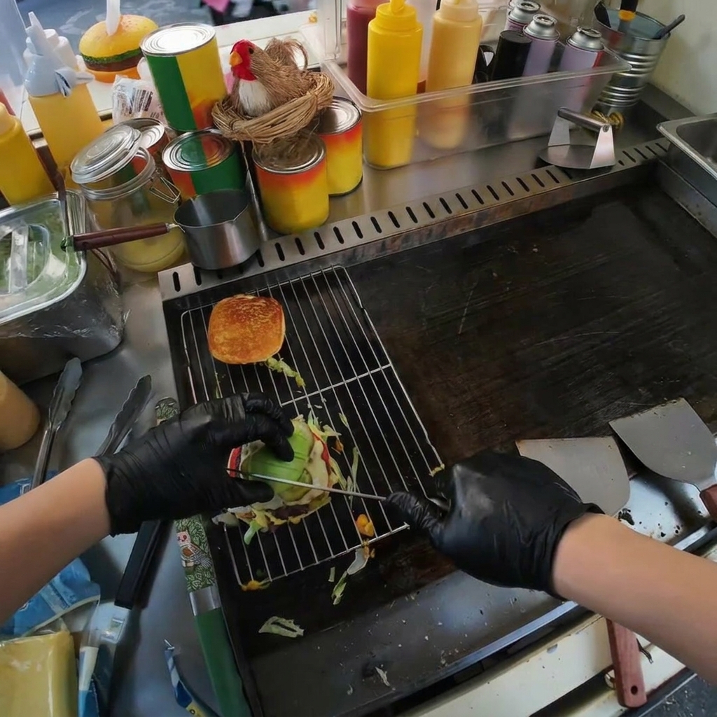 Rodajas de aguacate verde fresco siendo acomodadas cuidadosamente sobre la carne cocinada.