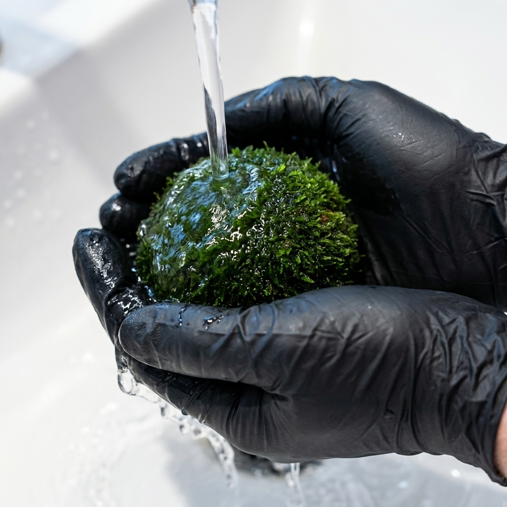 Un primer plano de un aguacate siendo enjuagado bajo un chorro constante de agua.