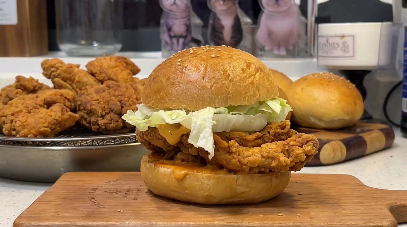 Hamburguesa de Pollo Crujiente y Picante Casera