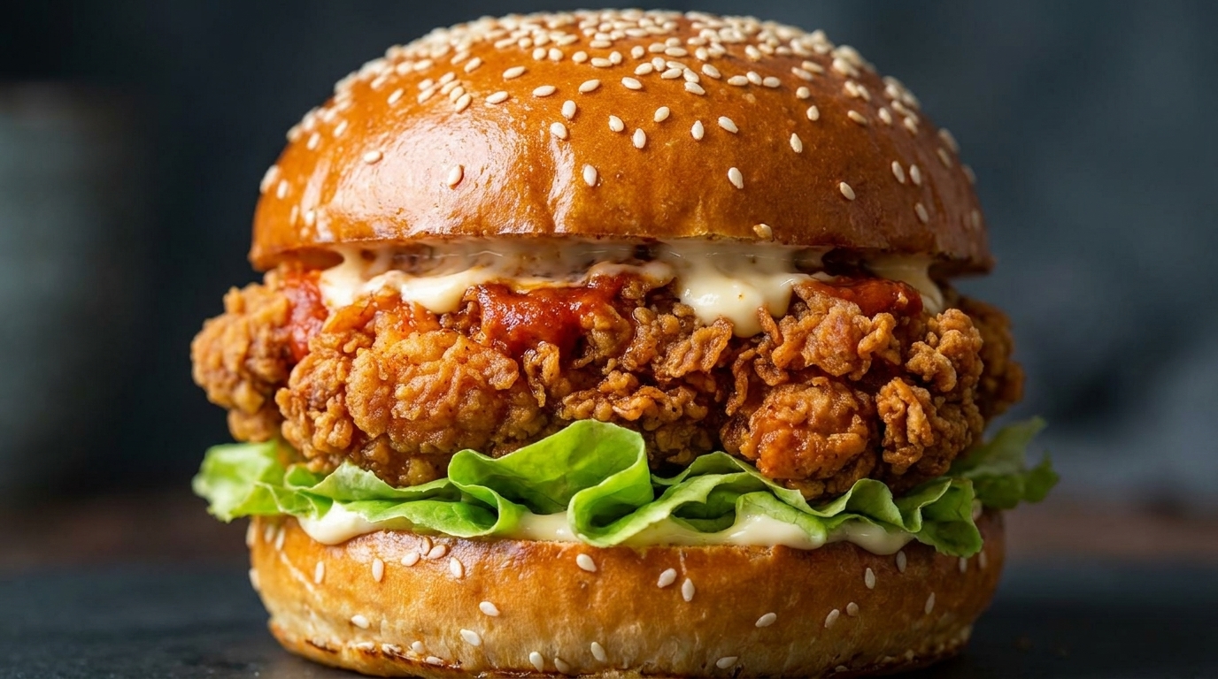 Hamburguesas caseras de pollo frito y ternera