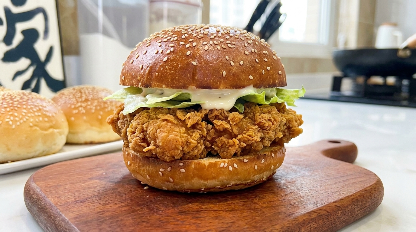 Hamburguesa de Pollo McSpicy Casera