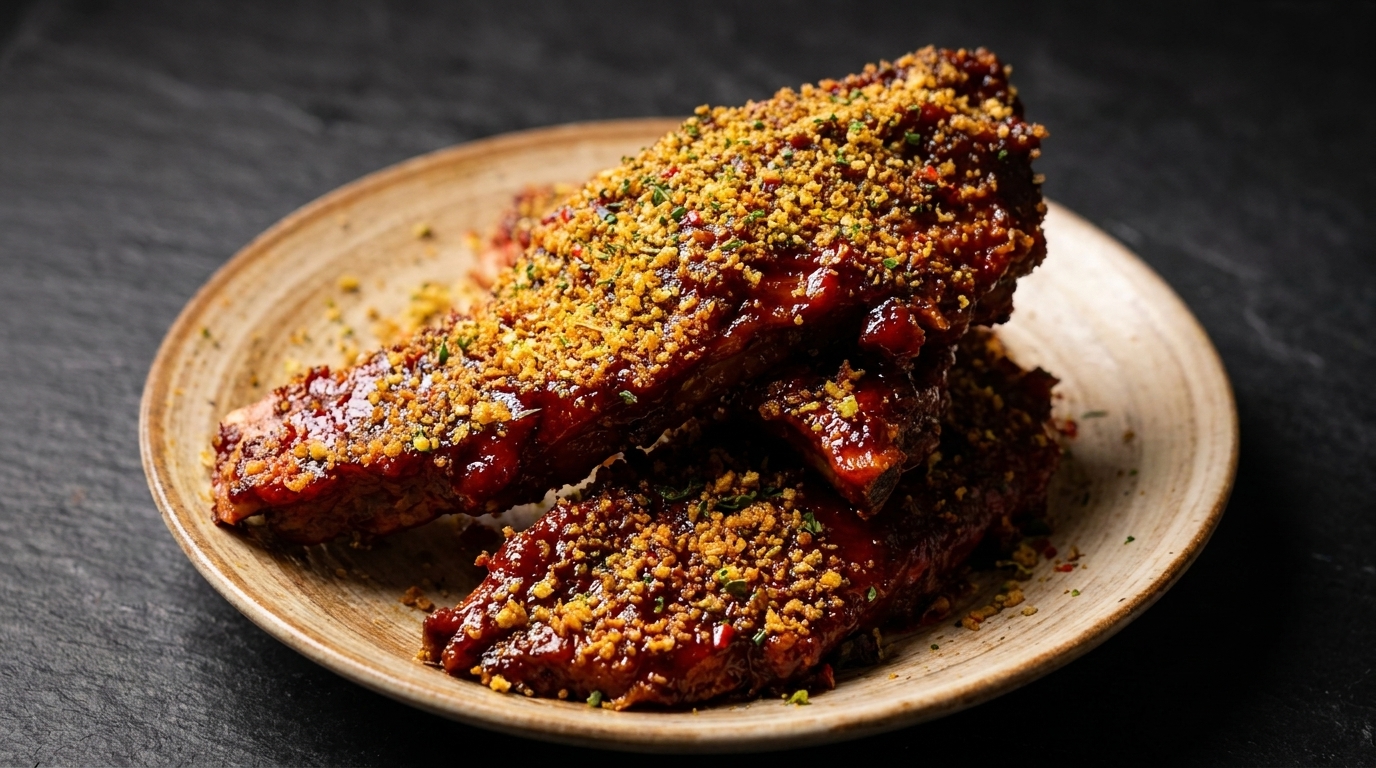 Costillas de cerdo glaseadas al horno con costra crujiente