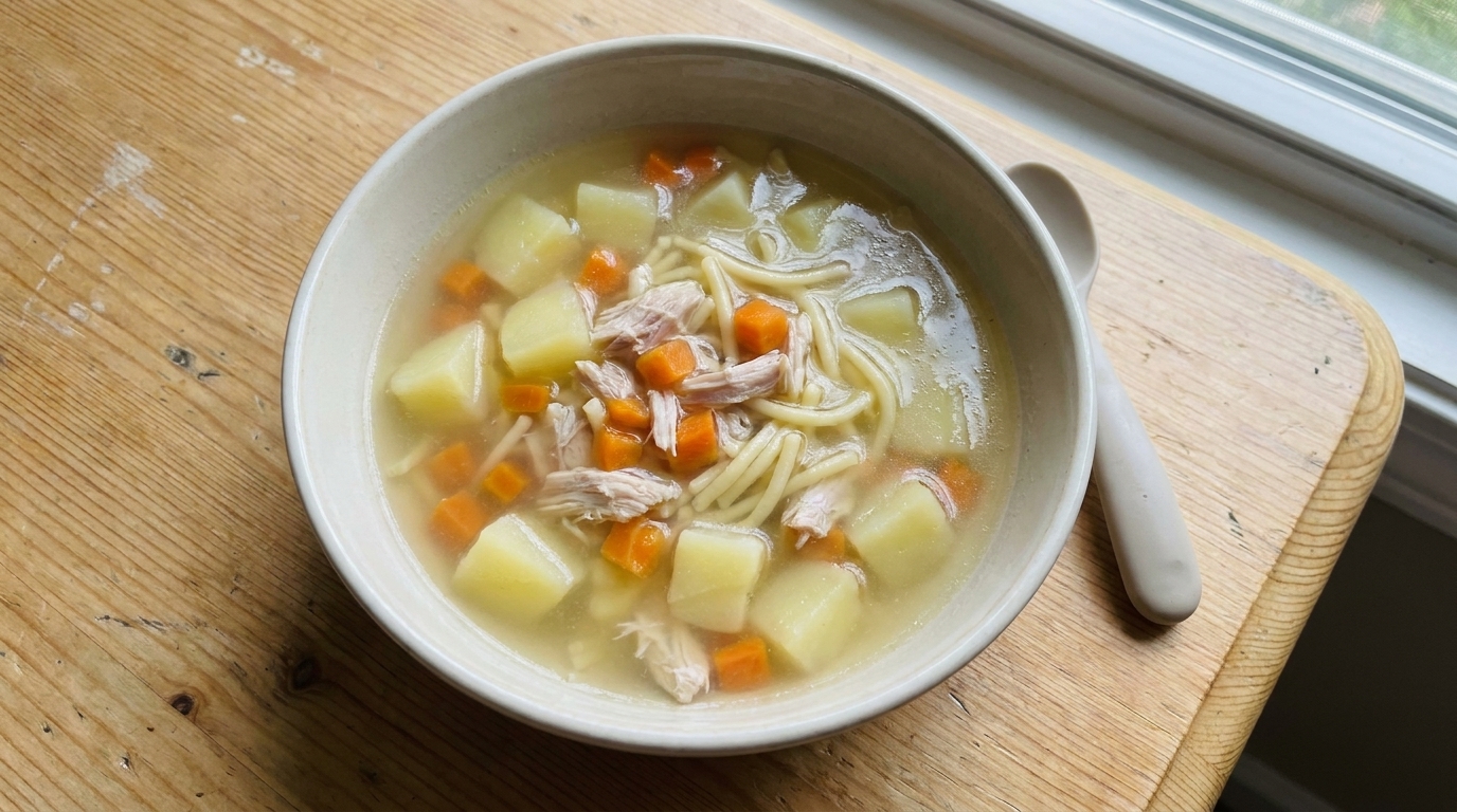 Sopa Nutritiva de Alitas de Pollo con Fideos para Bebés