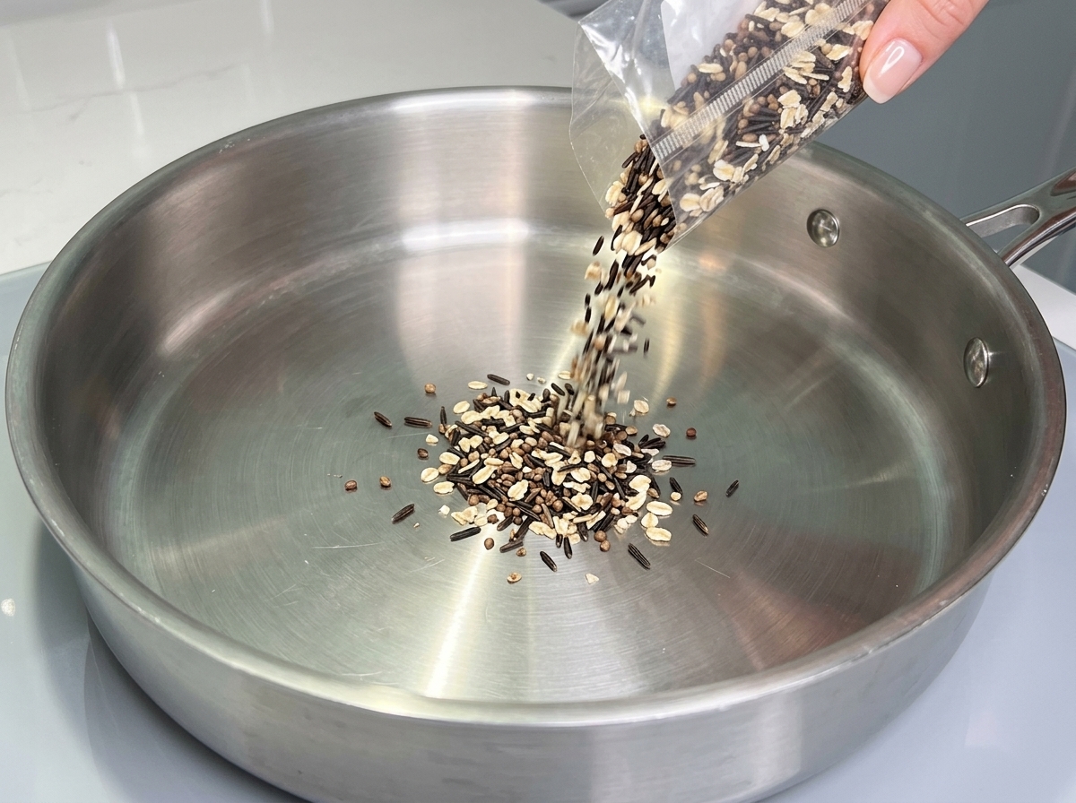 Primer plano de unos espaguetis siendo mezclados en una sartén mientras se forma una salsa cremosa con el queso y el agua de cocción.