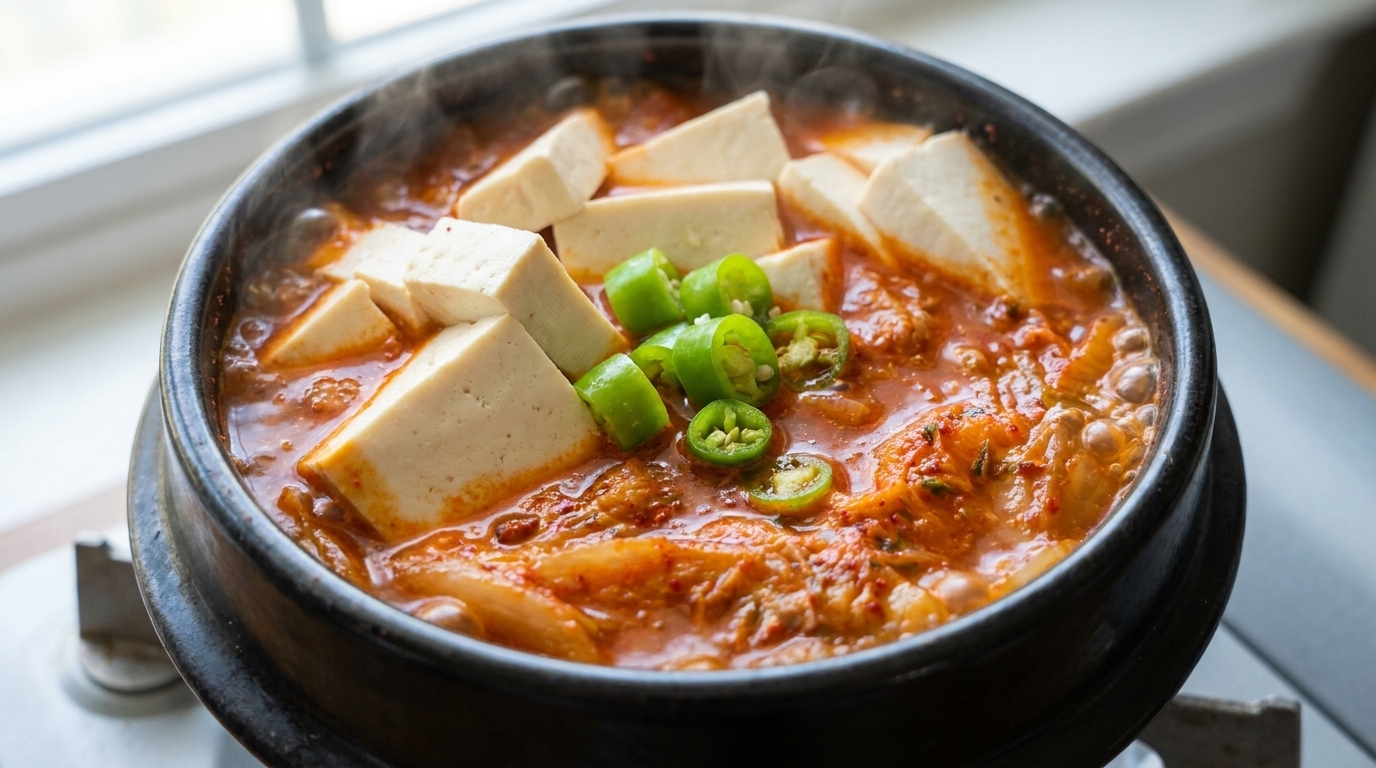 Estofado sabroso de kimchi con atún (Chamchi Kimchi-jjigae)