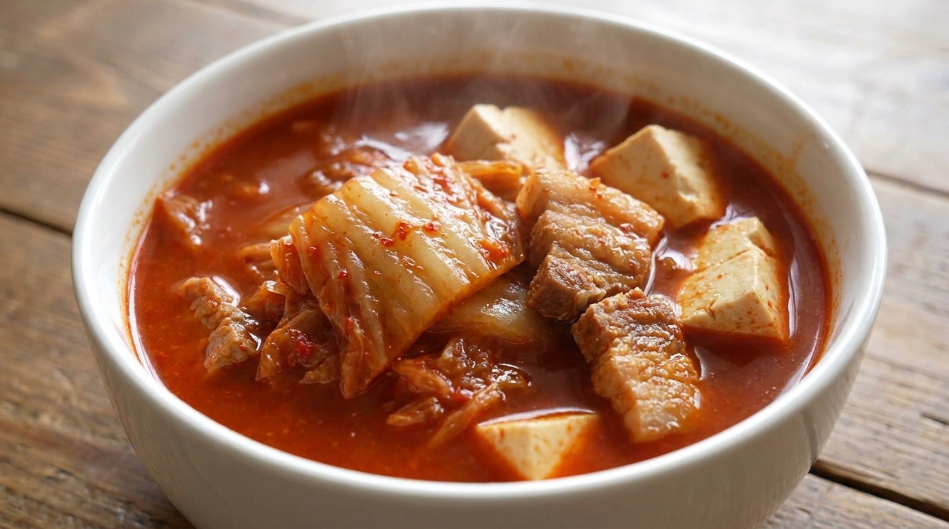 Sopa coreana auténtica de kimchi y cerdo (Kimchi-jjigae)