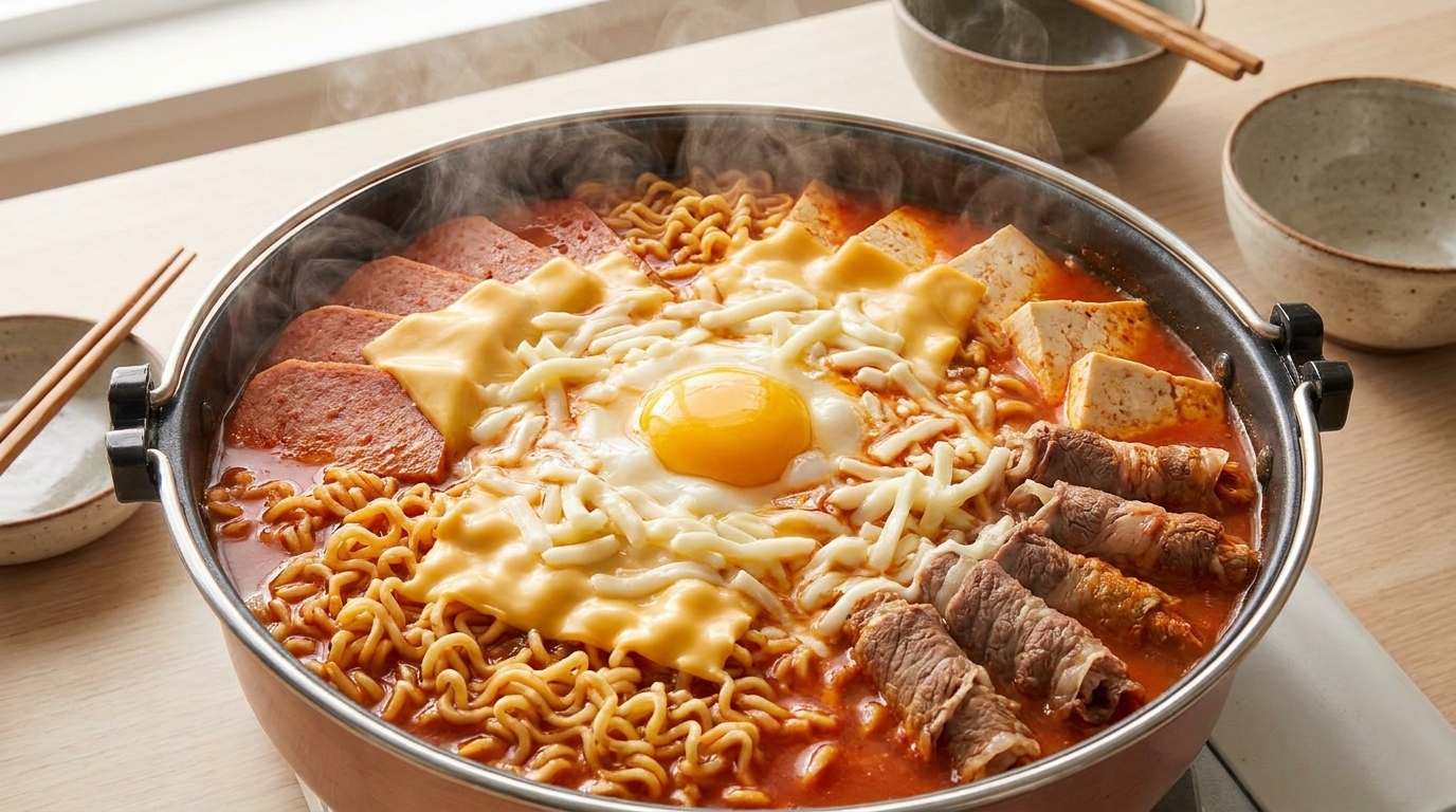 Budae Jjigae: Estofado Coreano del Ejército con Queso