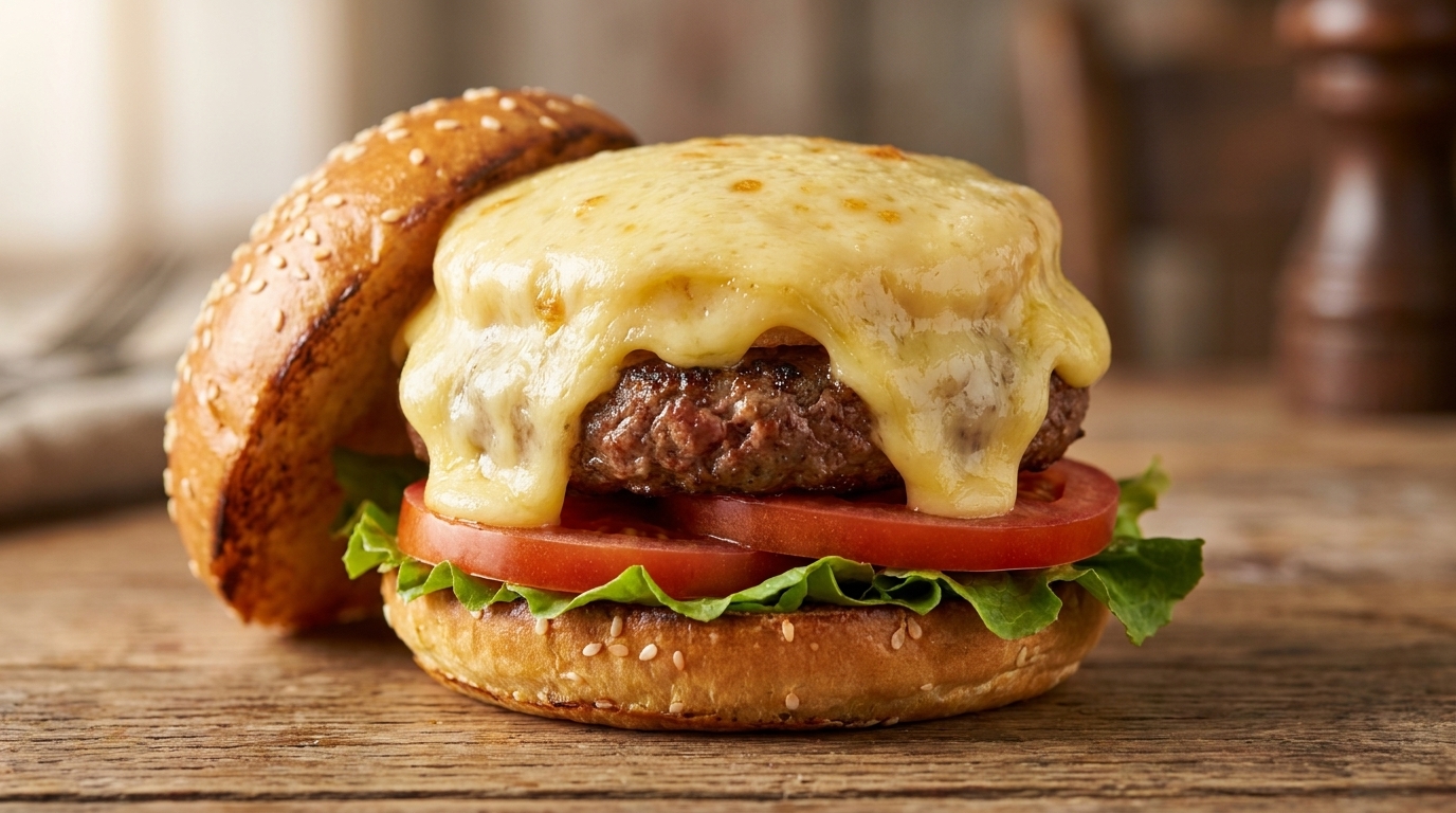 Hamburguesa Gourmet con Queso Raclette Fundido