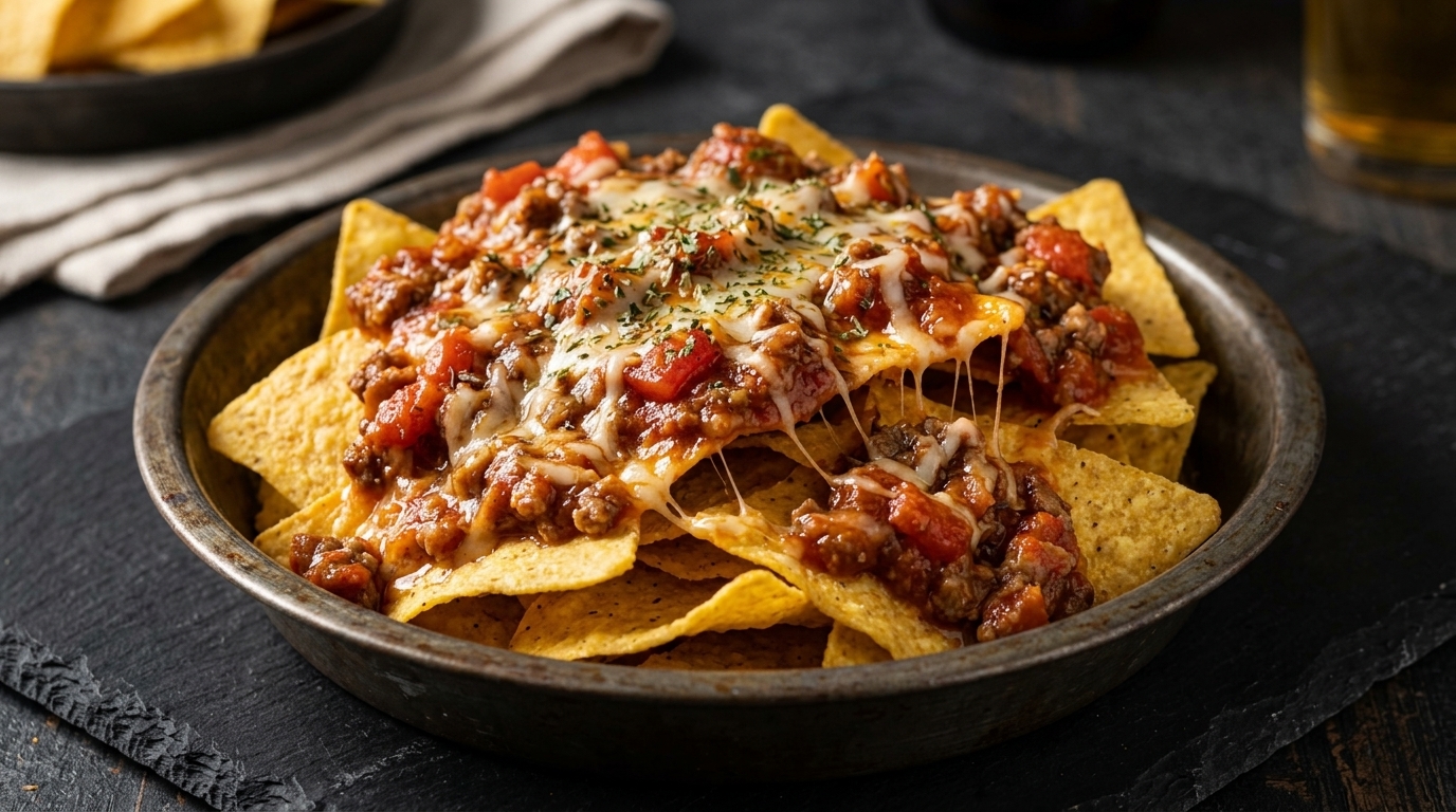 Nachos Caseros con Salsa de Carne al Estilo Mexicano