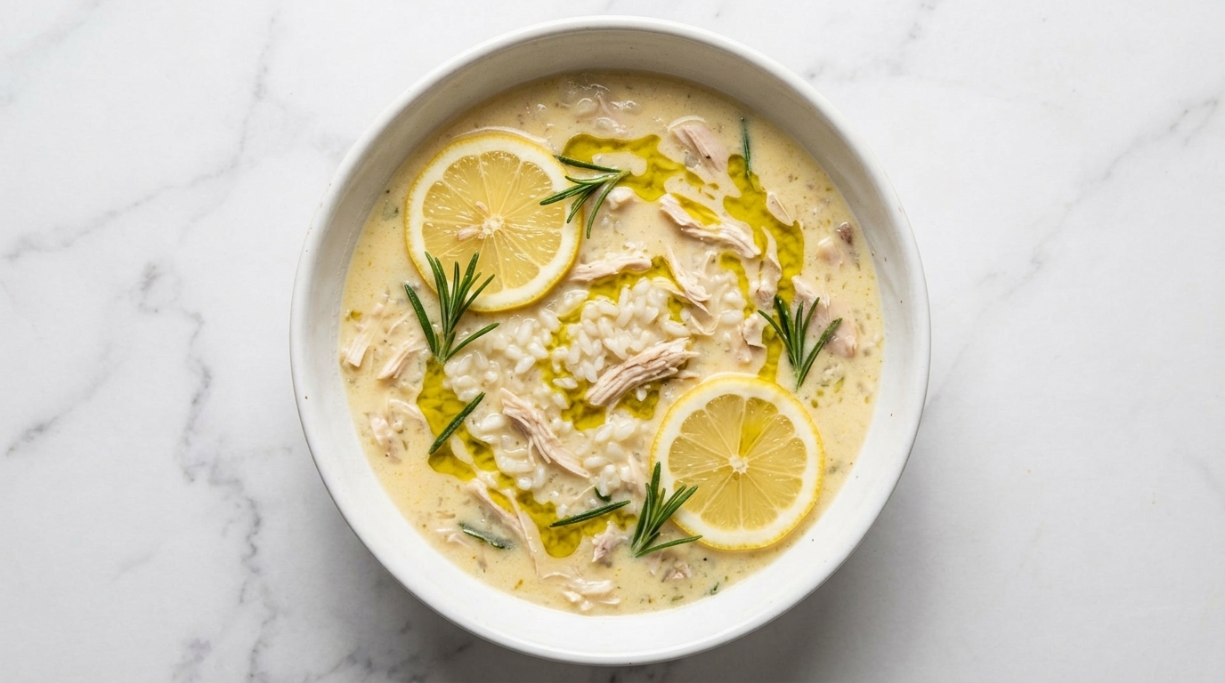 Sopa Griega de Pollo y Limón (Avgolemono Clásico)