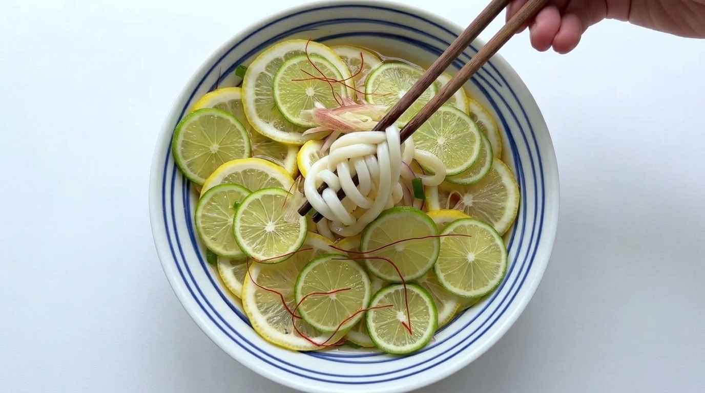 Fideos Udon Fríos con Limón y Vinagreta de Yuzu