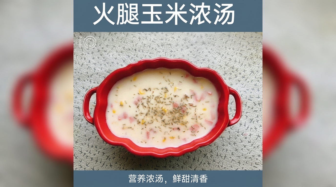 Sopa cremosa de maíz dulce y jamón