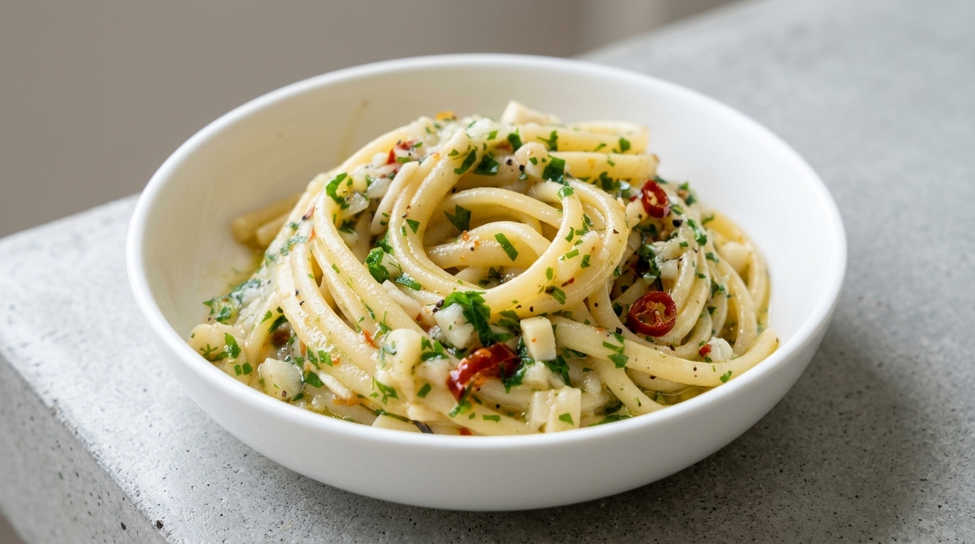 Espaguetis Aglio e Olio Clásicos (Pasta con Ajo y Aceite de Oliva)