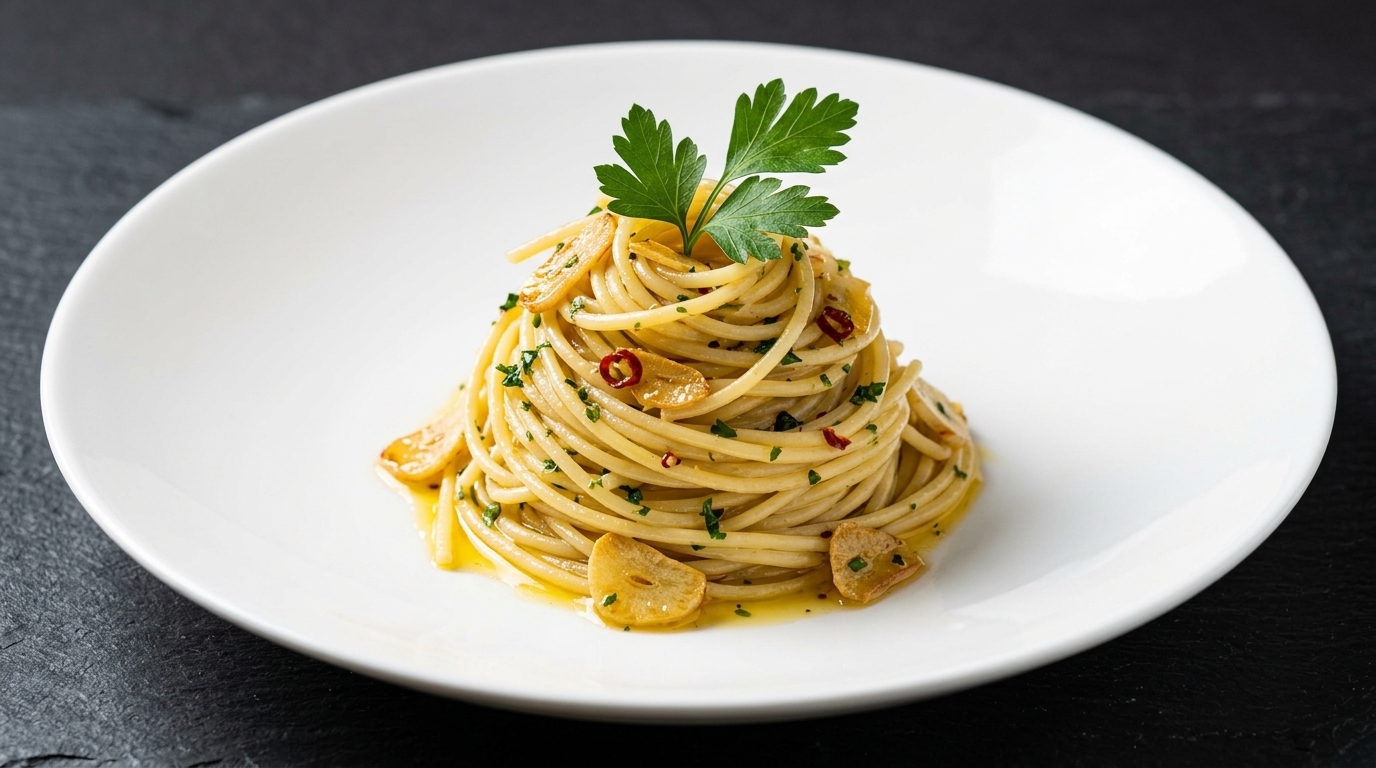 Auténticos Espaguetis Aglio e Olio con Peperoncino