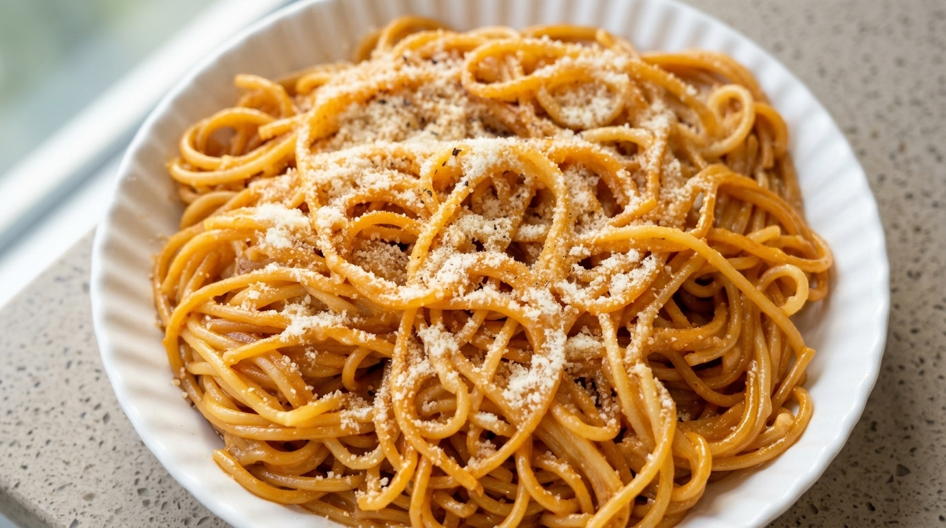 Pasta rápida con queso y salsa de soja (Fideos con mantequilla y parmesano)