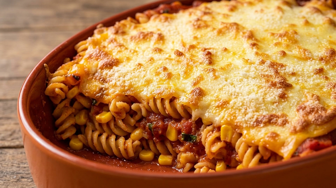 Fusilli al horno con tres quesos