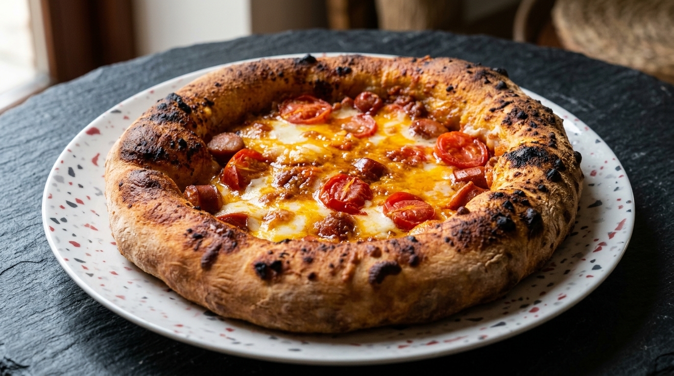 Auténtica pizza italiana 100% biga con salsa de carne