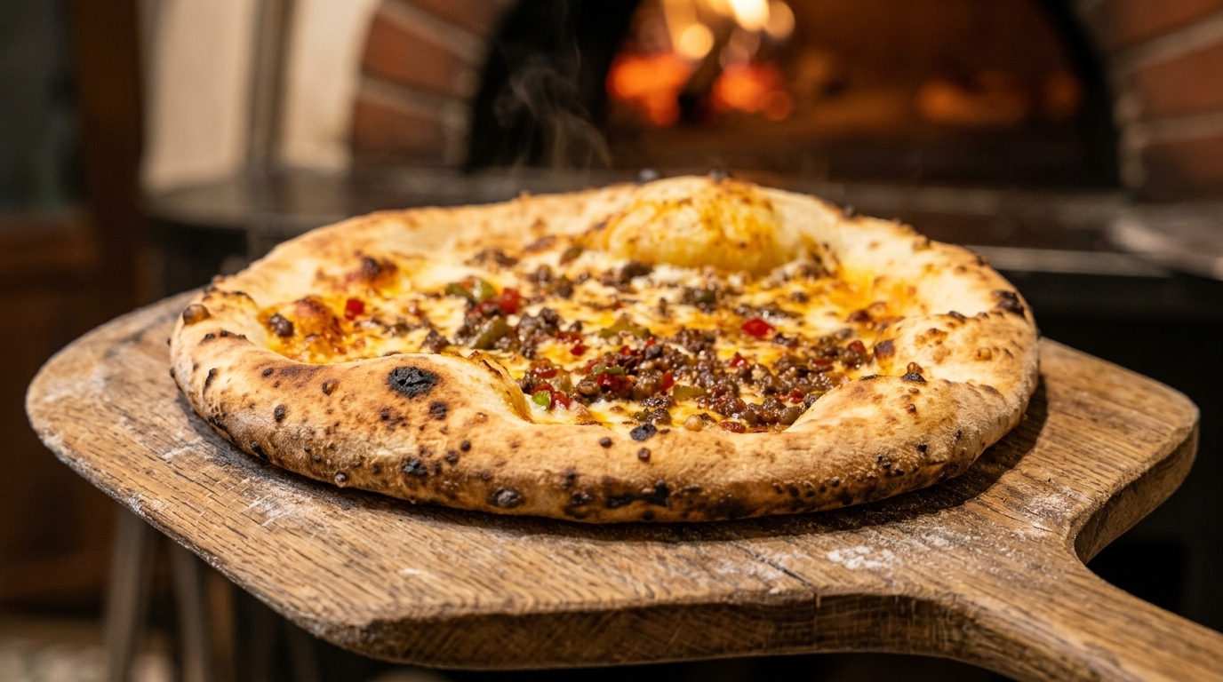 Pizza napolitana de método directo con carne