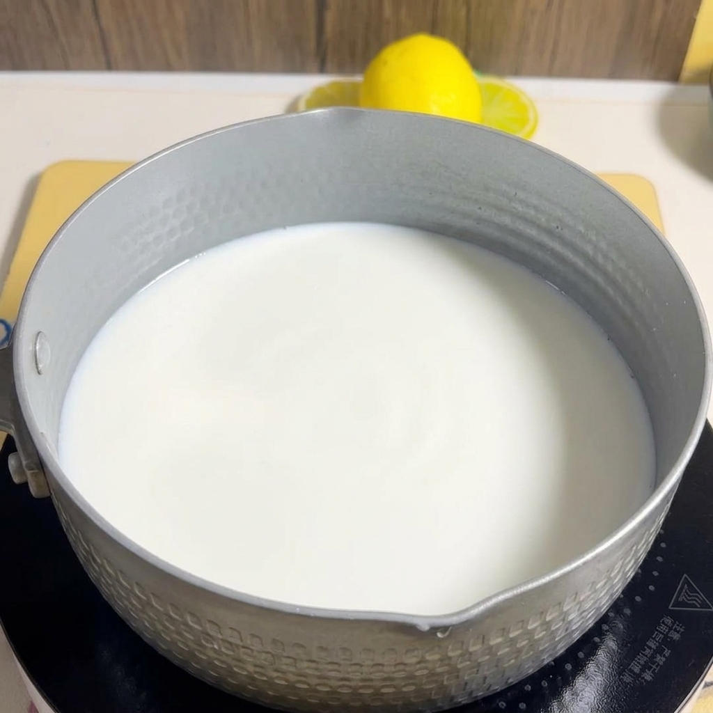 Una variedad de ingredientes incluyendo jamón, gambas, champiñones y maíz siendo añadidos al caldo lechoso.