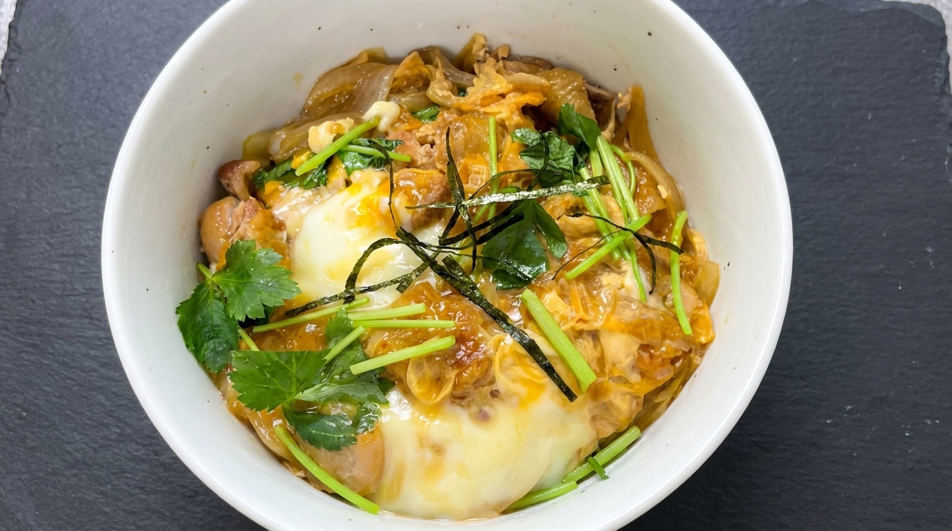 Oyakodon Clásico (Bowl Japonés de Pollo y Huevo)