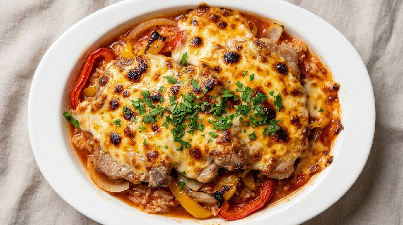 Arroz al Horno con Chuleta de Cerdo y Queso