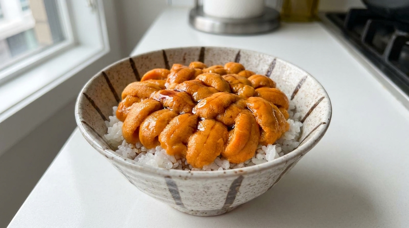 Donburi de Erizo de Mar Fresco (Uni Donburi)