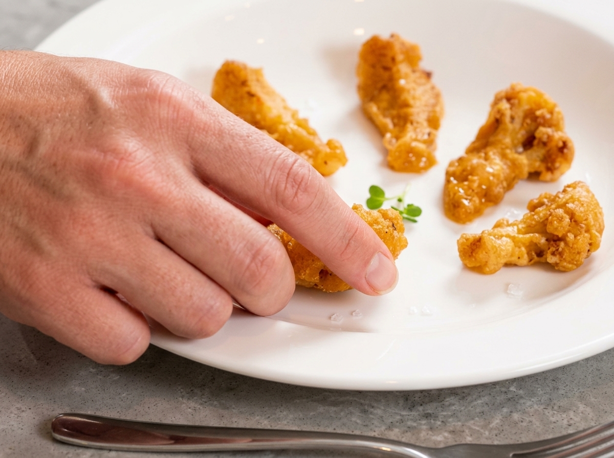 Carne de erizo de mar naranja siendo dispuesta sobre el arroz y el alga.
