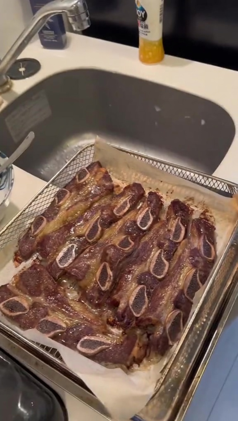 Costillas de Res Estilo Flanken en Freidora de Aire