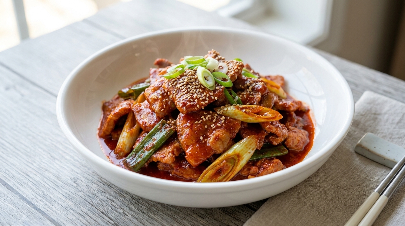 Cerdo salteado picante coreano (Jeyuk Bokkeum)