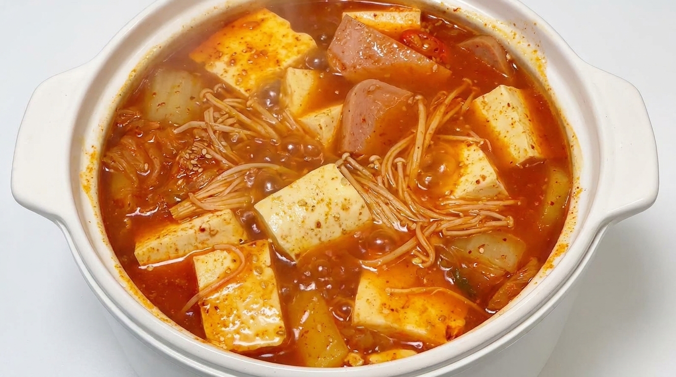 Sopa Coreana Reconfortante de Kimchi y Tofu (Kimchi Jjigae con Carne en Lata)