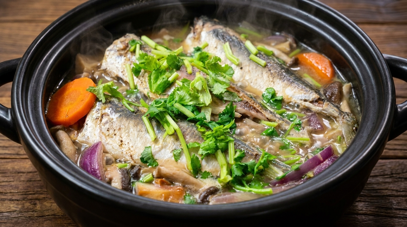 Sopa de Miso con Caballa y Verduras Cargada de Nutrientes