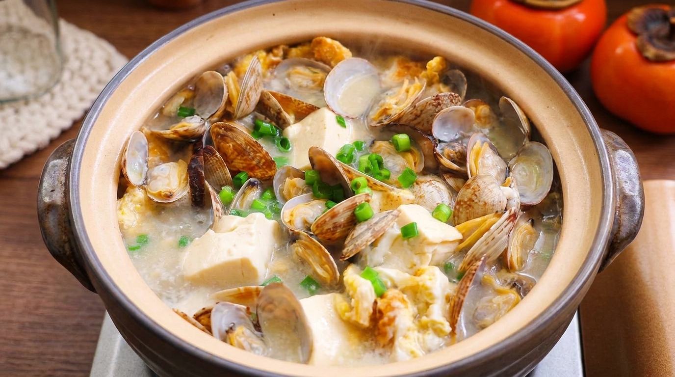 Sabrosa Sopa de Almejas y Tofu en Olla de Barro