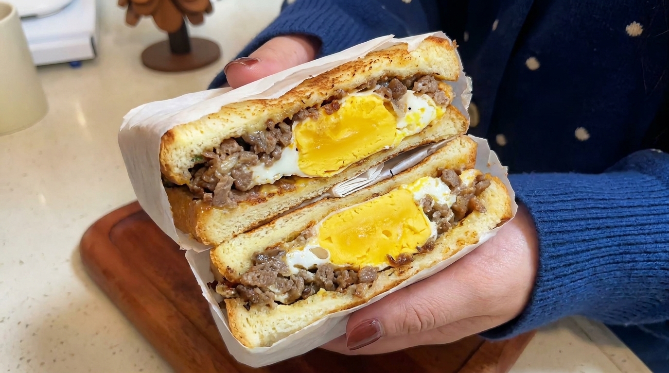 Sándwich de Desayuno de Ternera y Queso