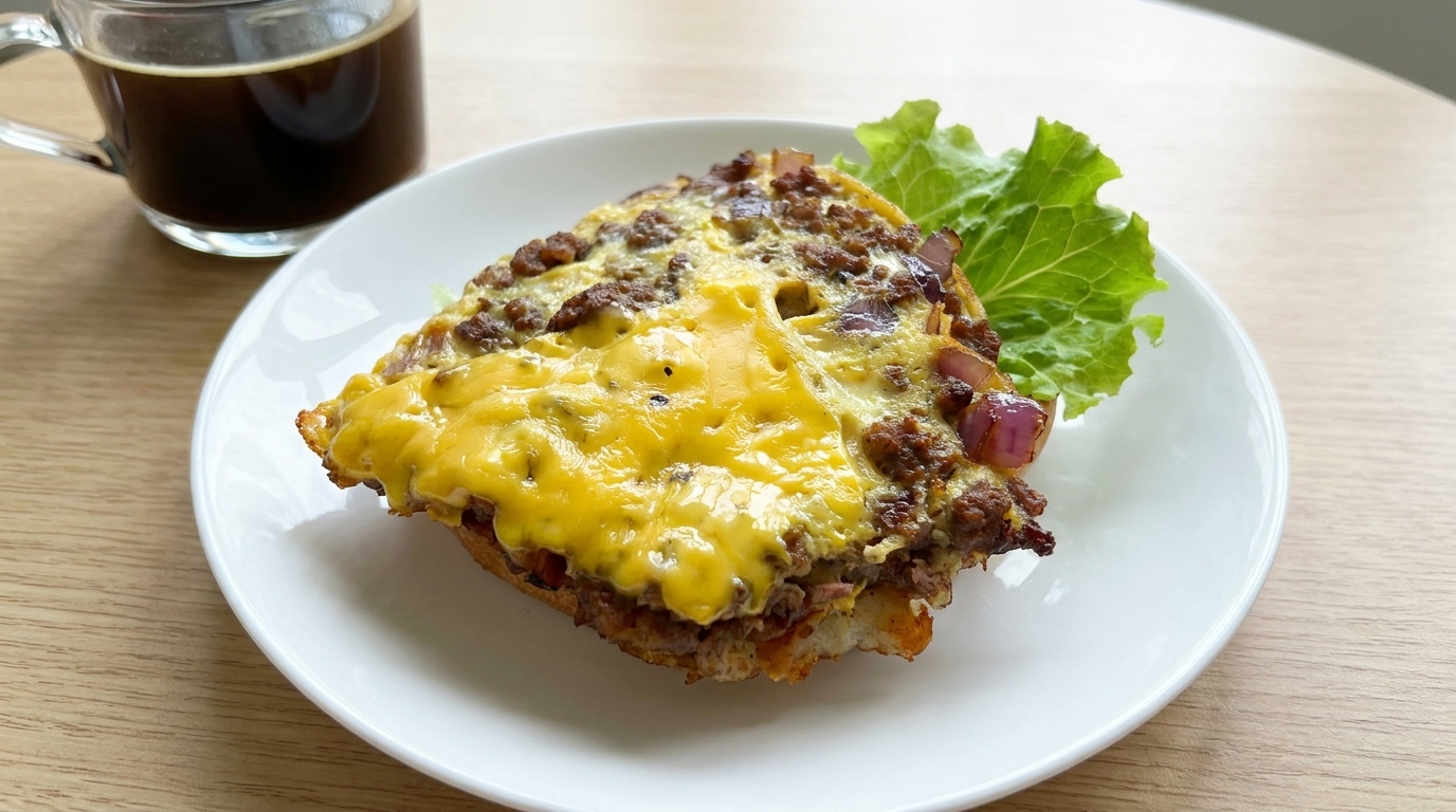 Sándwich de Huevo con Ternera, Cebolla y Queso