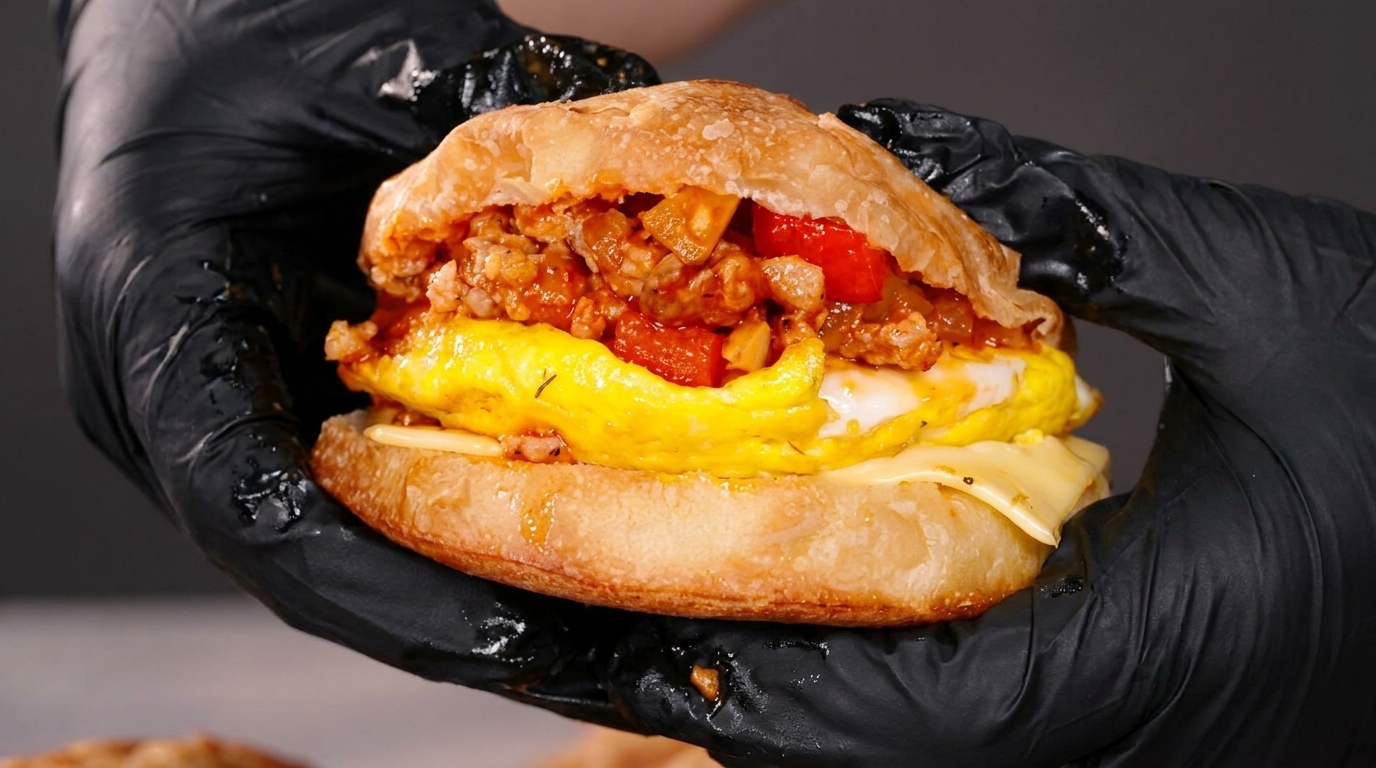 Hamburguesa de Desayuno al Estilo Shakshuka
