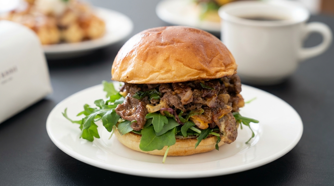 Hamburguesa de Ternera con Queso y Salsa de Cacahuete