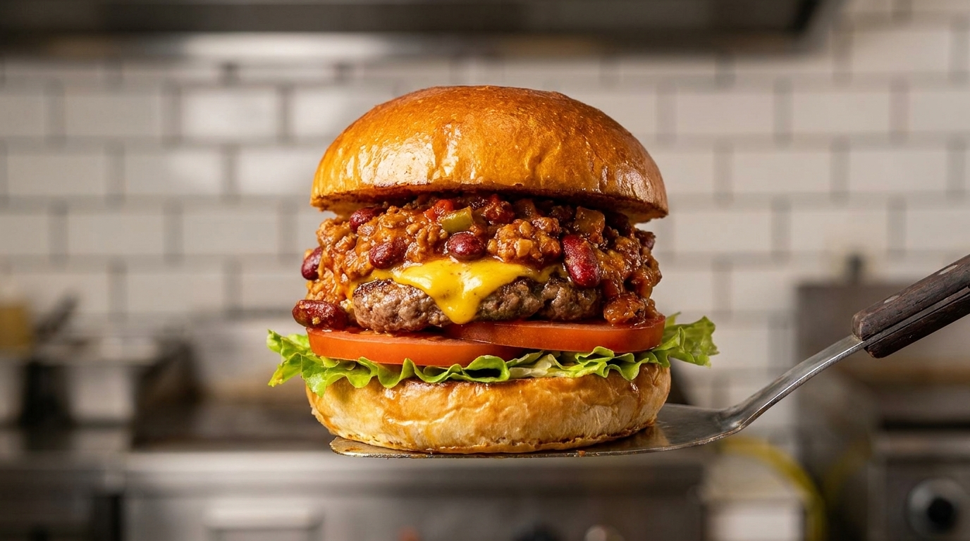 Hamburguesa de ternera al estilo chili mexicano