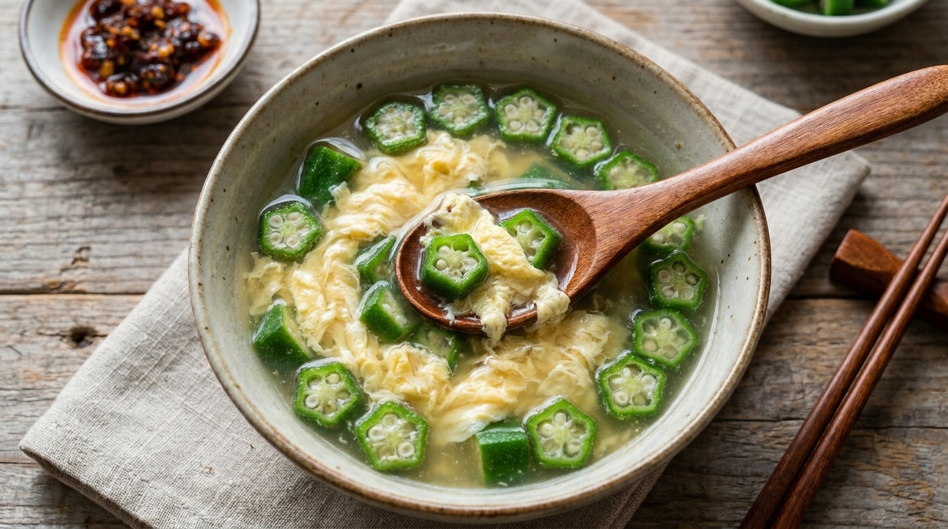 Sopa de Huevo con Okra al Estilo Chino