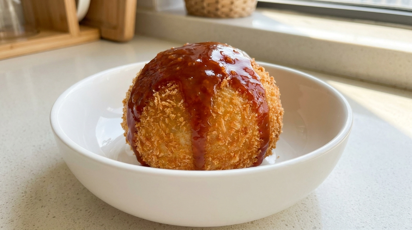 Bolas de Patata con Fideos Picantes y Queso