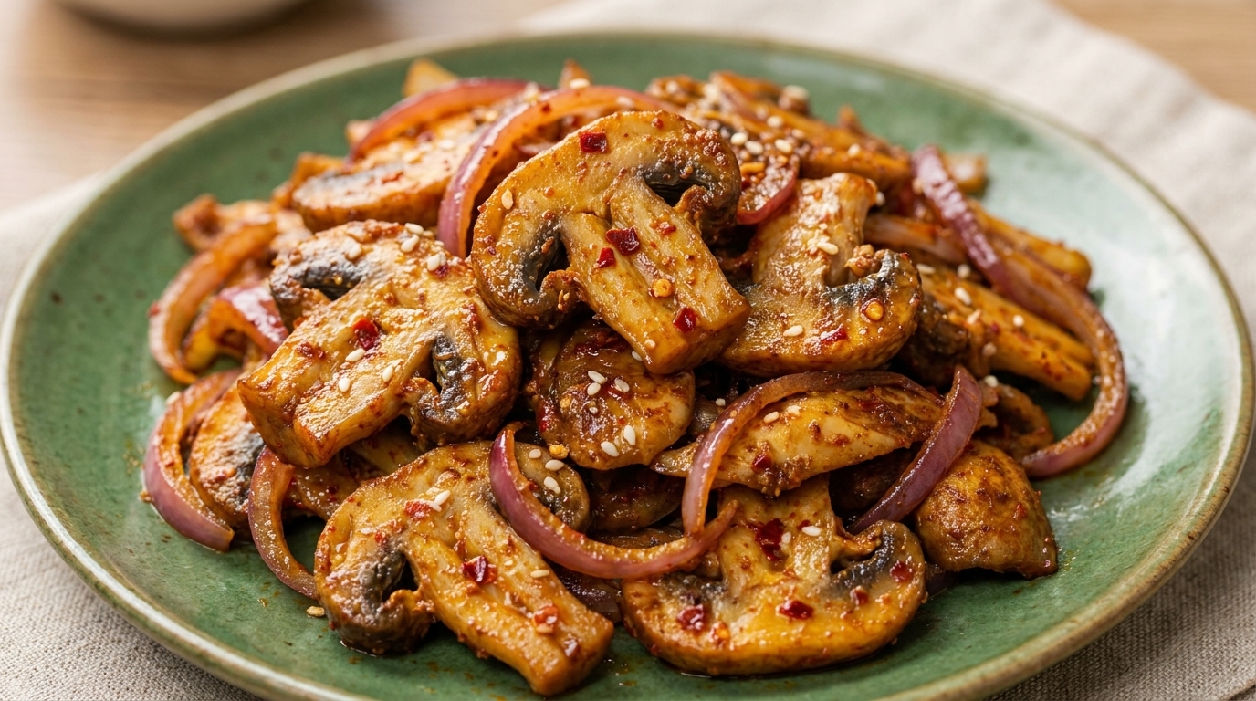 Setas al Estilo Coreano Salteadas con Panceta
