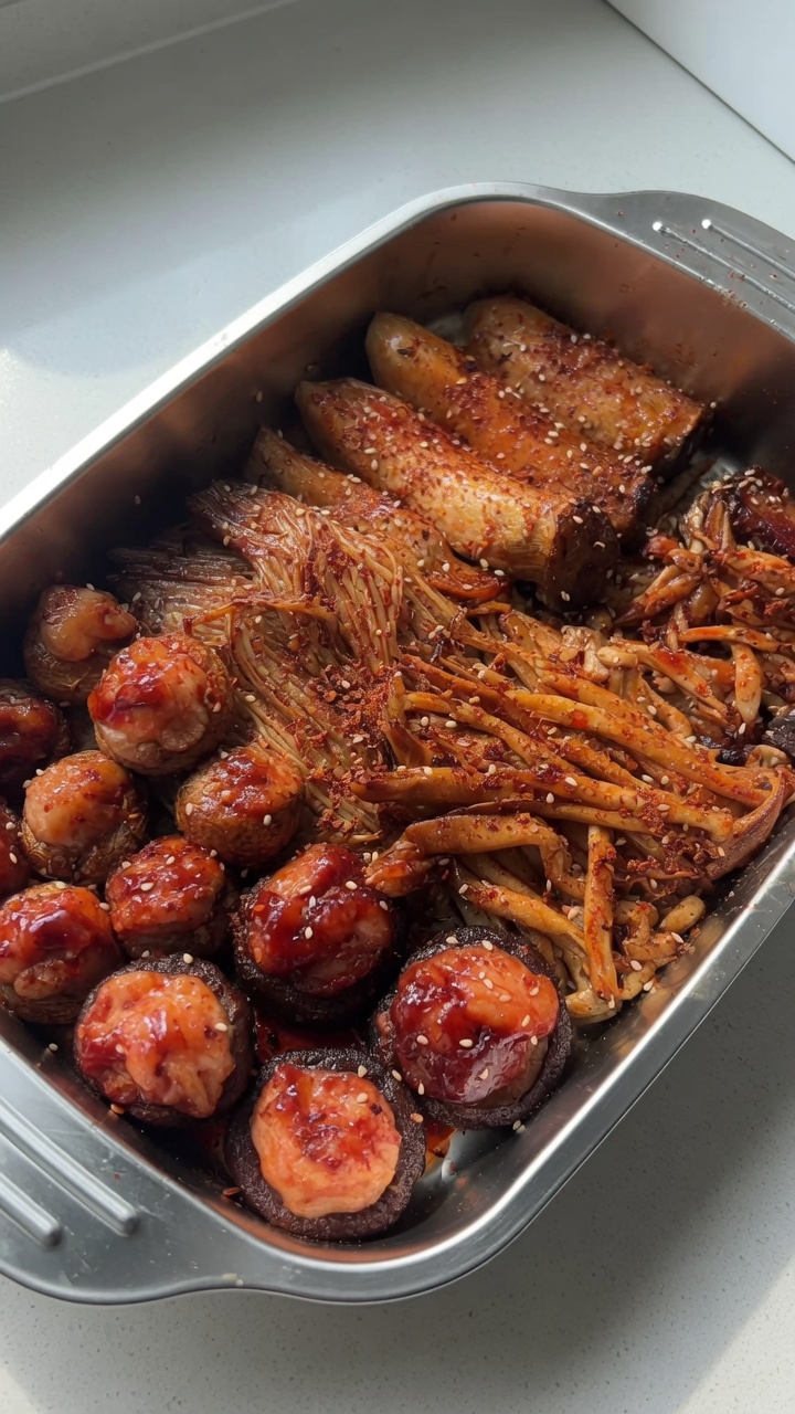 Bandeja de Setas Rellenas en Freidora de Aire