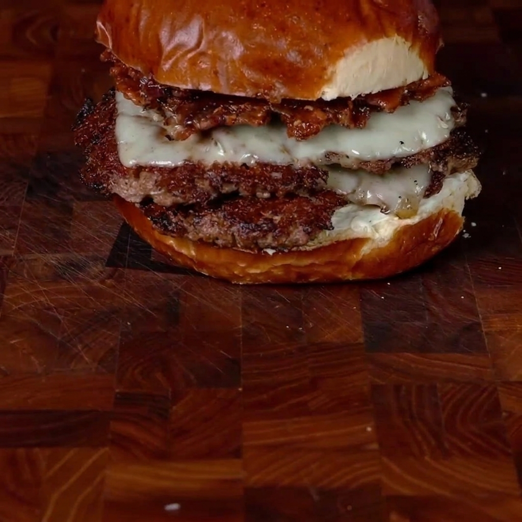 Rodajas de jalapeño presionadas en la carne de res sobre la plancha caliente.