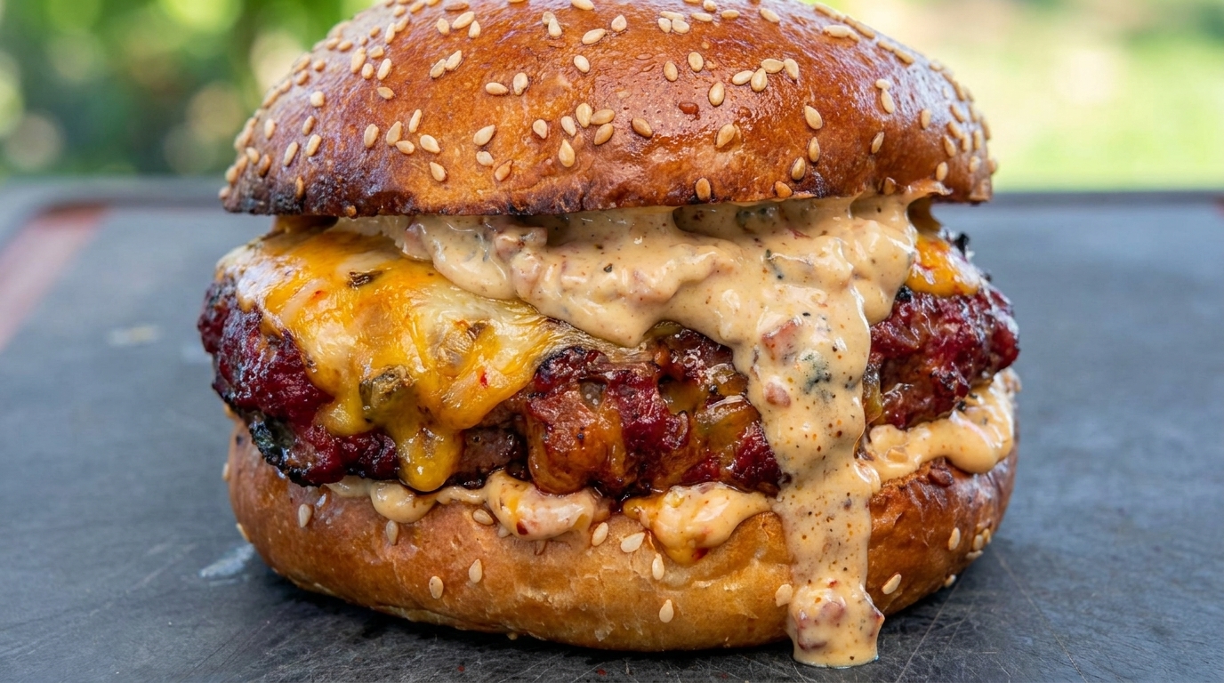 Hamburguesas de Res Ahumadas con Tocino y Queso
