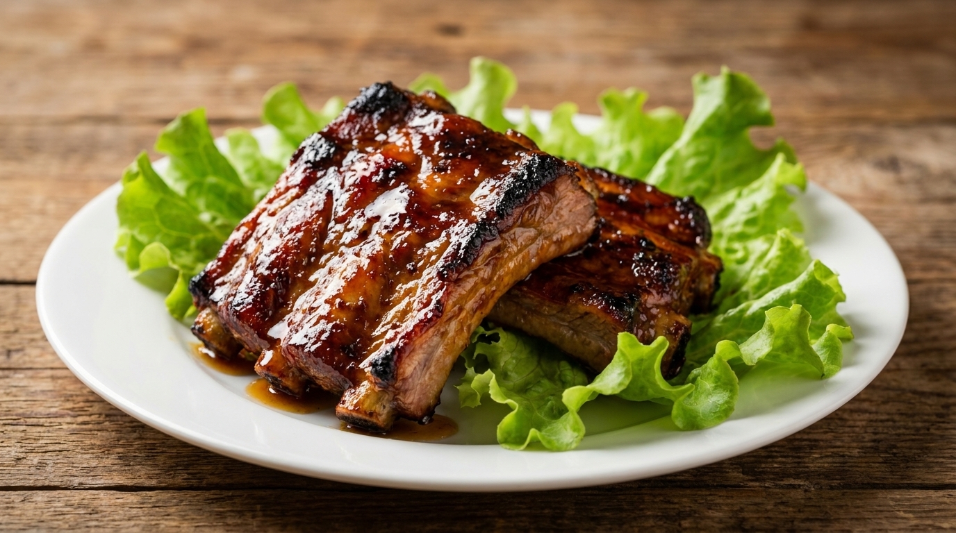 Costillas de Cerdo Asadas con Glaseado de Miel