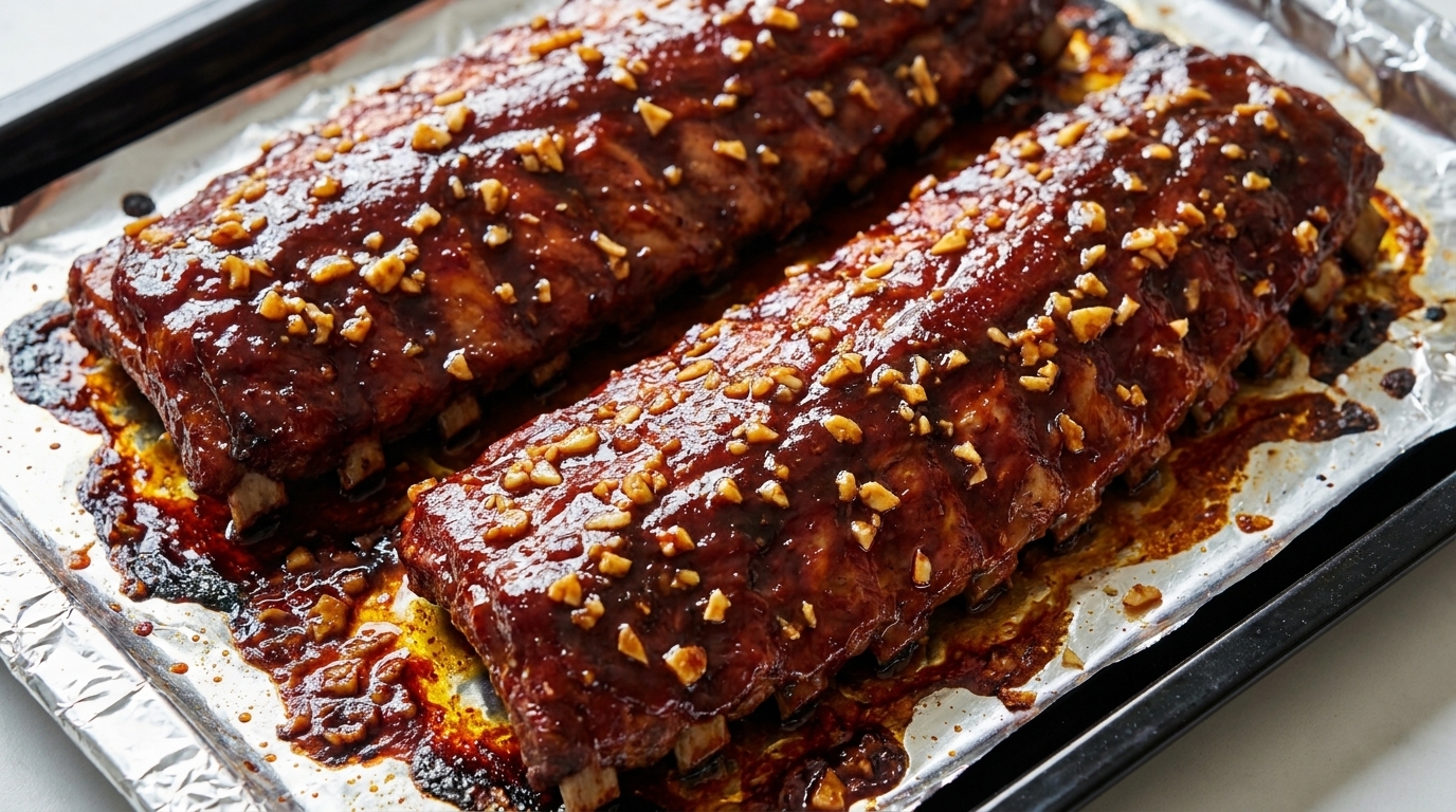 Costillas de Cerdo Pegajosas al Horno