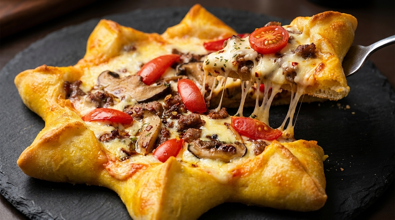 Pizza de Cerdo Picante en Forma de Estrella