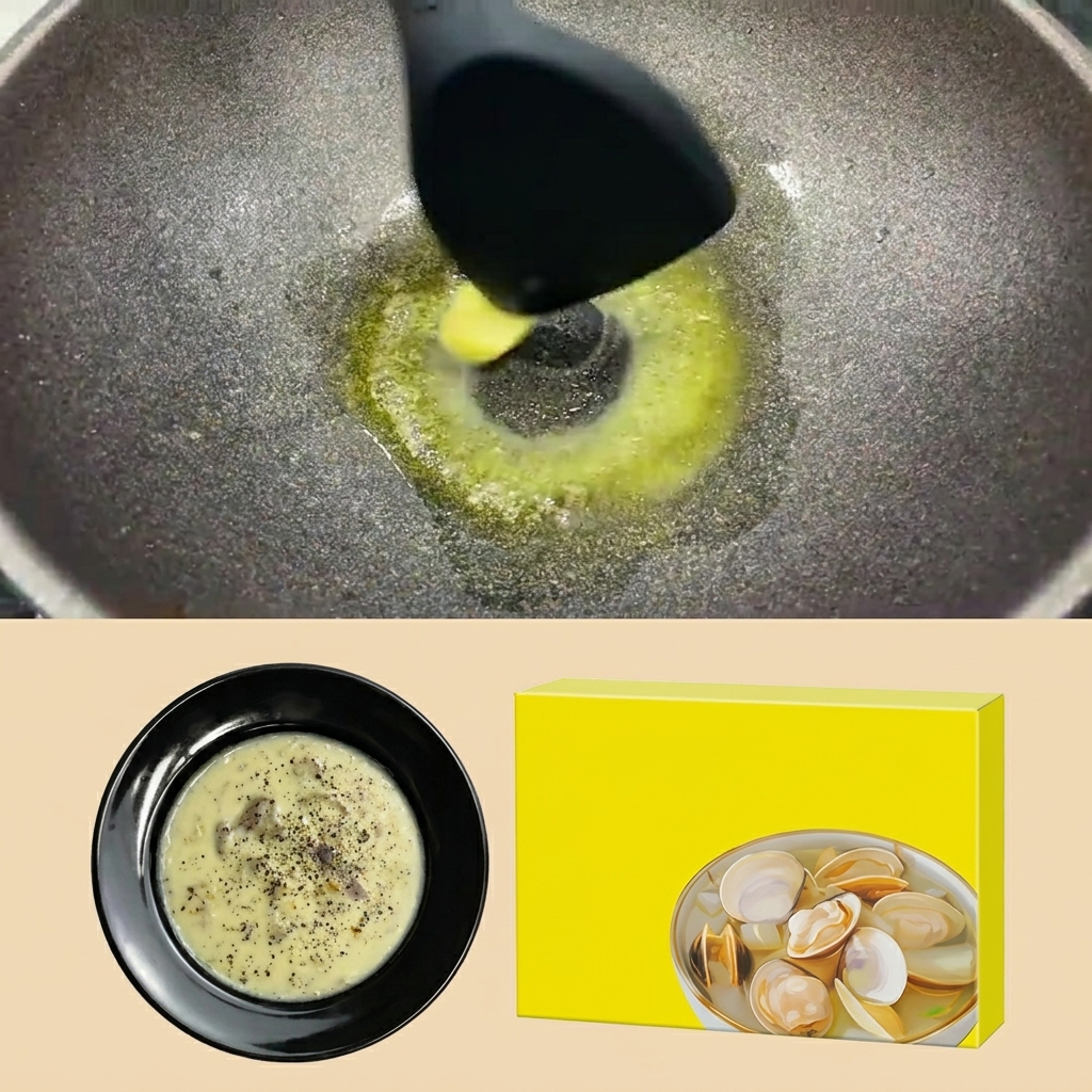 Cebollas y ajo picados friéndose en una sartén con mantequilla derretida.