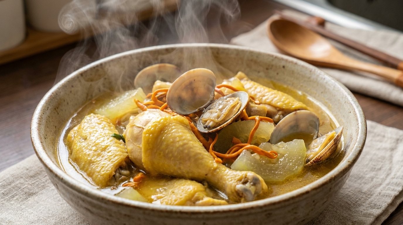 Estofado de Pollo con Almejas y Melón de Invierno