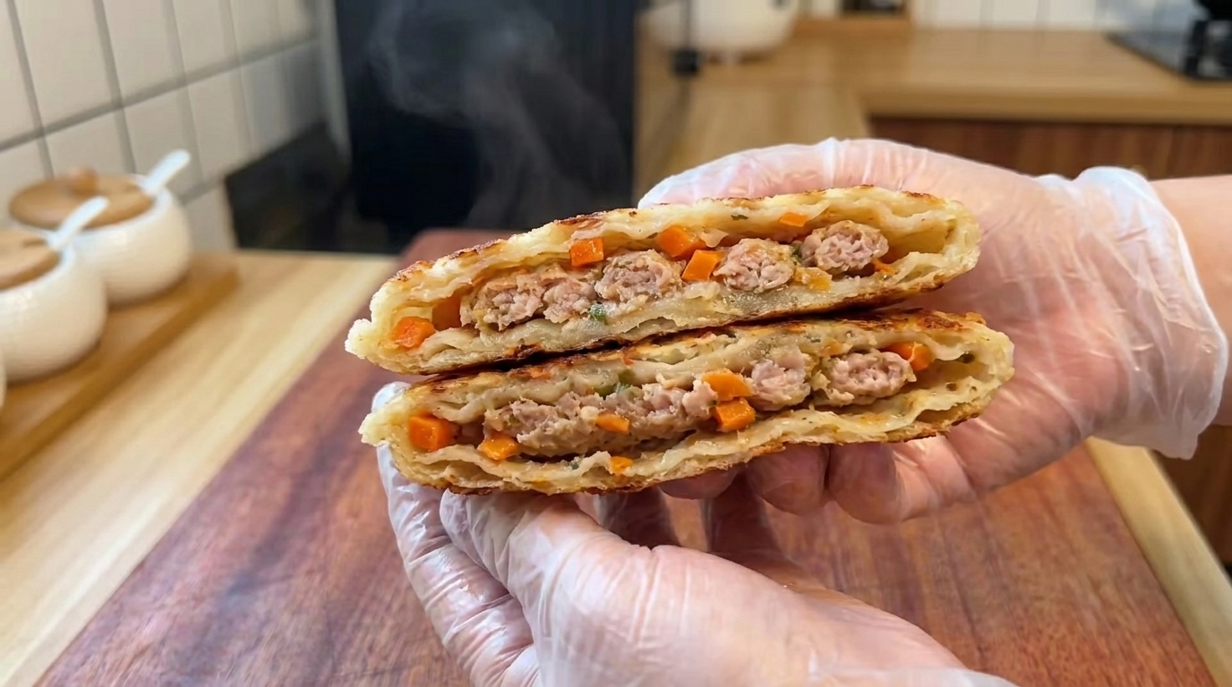 Panqueques de Cebolleta Salados con Cerdo y Zanahoria