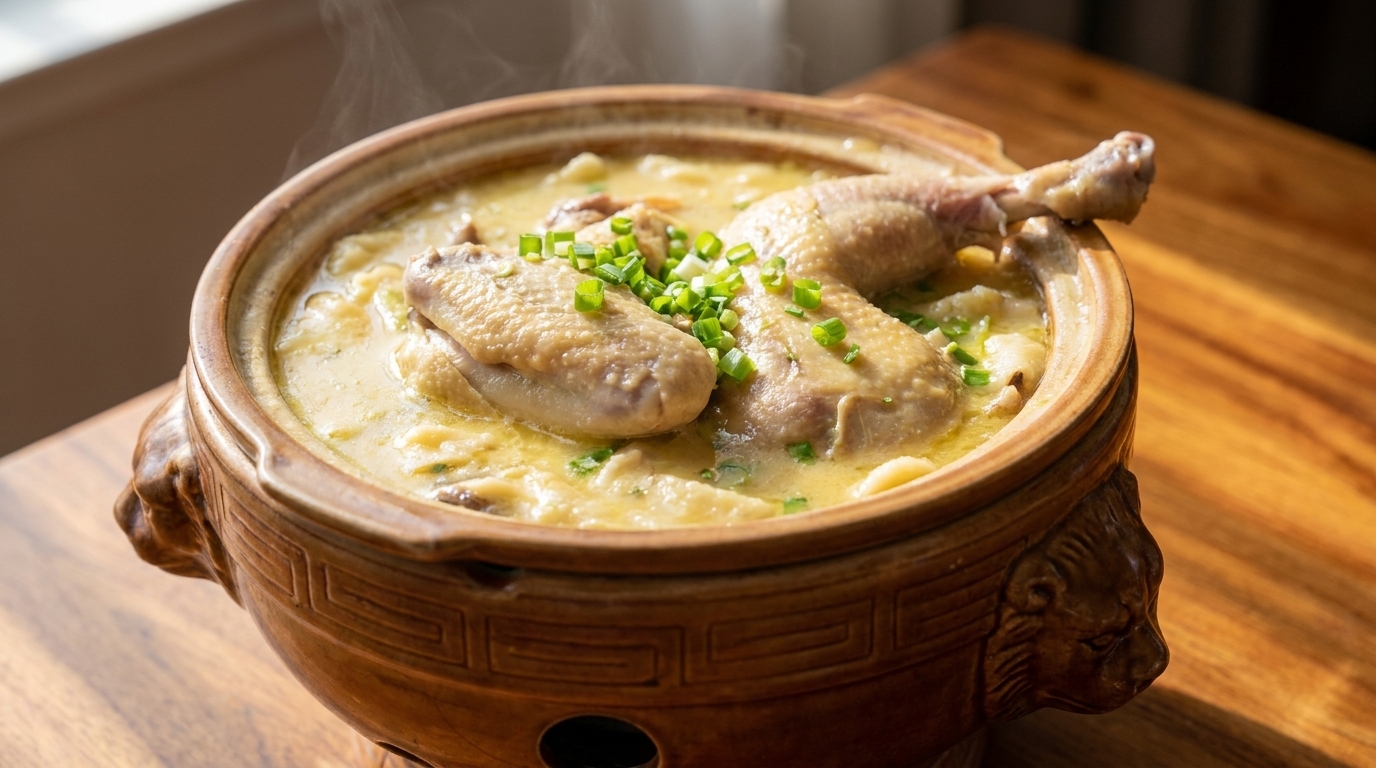 Sopa Casera de Pollo de Campo con Gotitas de Masa